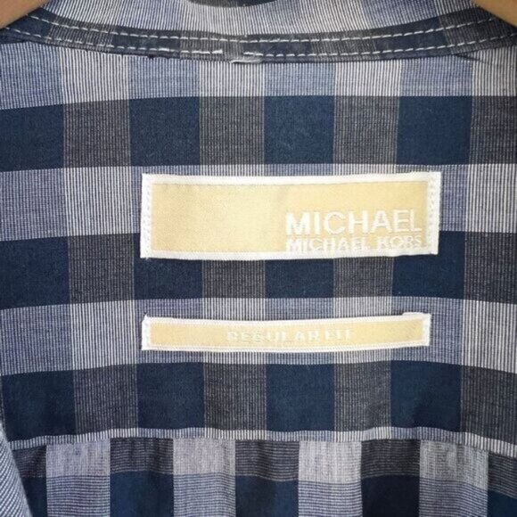 Michael Michael Kors Men's Size M 15 1/2 Blue Long Sleeve Button Down Shirt 32/3 - Picture 2 of 10